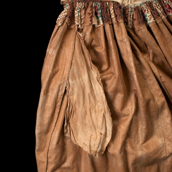 The skirt is fully lined with a different cotton fabric, which is also used to make a pocket.